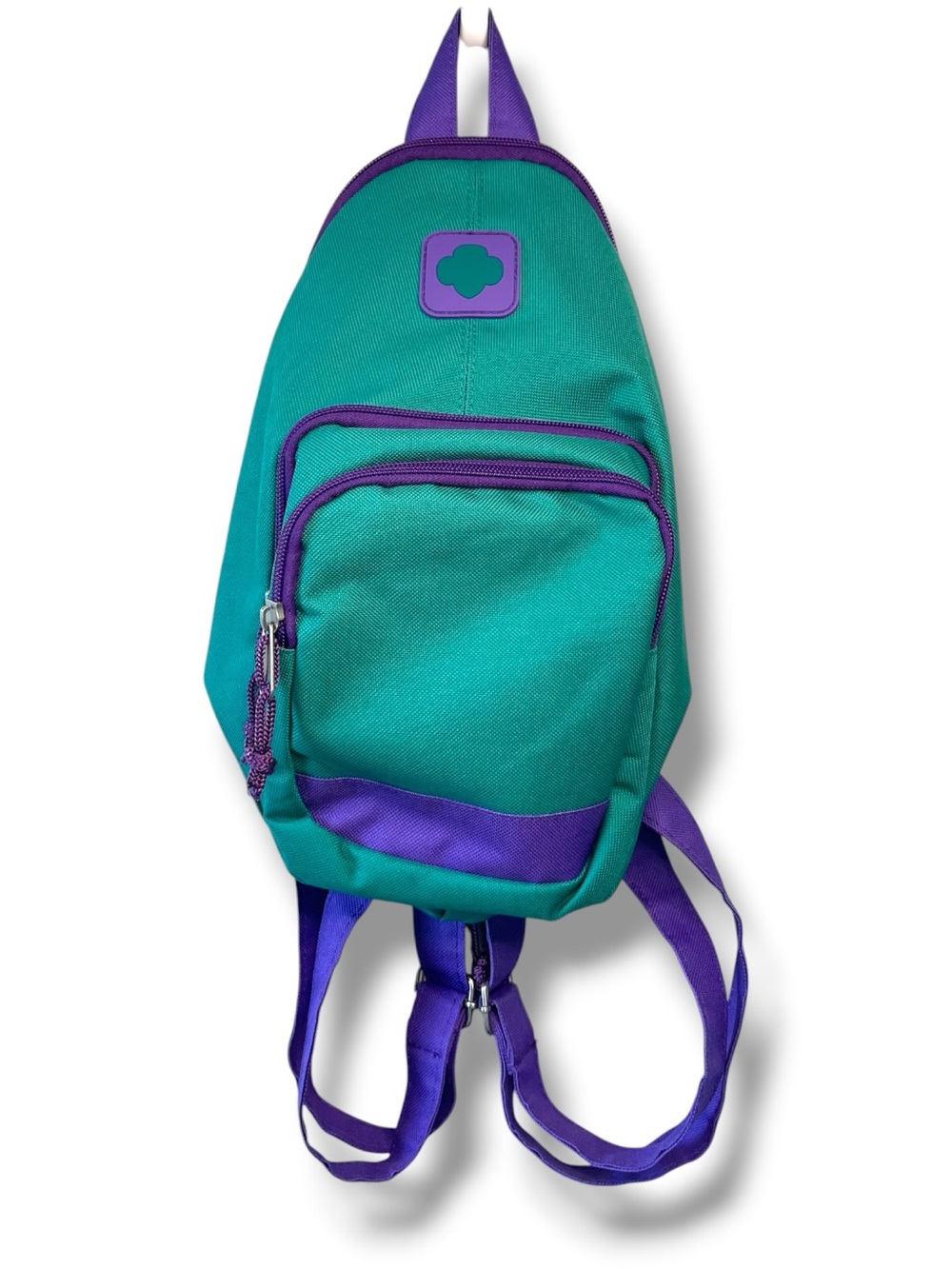 Girl Scouts Mini Backpack Teal Purple Convertible Travel Daypack Trefoil Logo